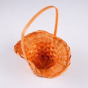 Корзина плетёная, бамбук, оранжевая, (шляпка с изгибом)