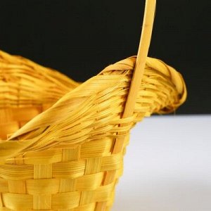 Корзина плетёная, бамбук, жёлтая, с изгибом, (шляпка)
