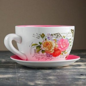 Горшок цветочный в форме чашки "Розы" 19*24*12 см