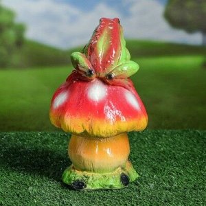 Садовая фигура "Жаба на грибе", разноцветный, 22 см