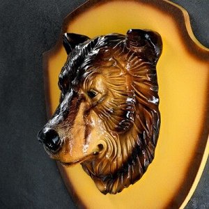 Подвесной декор "Голова медведя" цветная/щит бежевый 40см