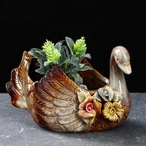 Кашпо керамическое керамическое "Лебедь" 13*8*9см