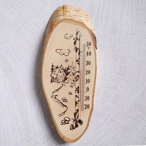 Термометр сувенирный комнатный деревянный "Берёзка", до 50°C, МИКС