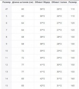 Штаны Указан рекомендуемый рост
Размерную сетку смотрите в доп. фото