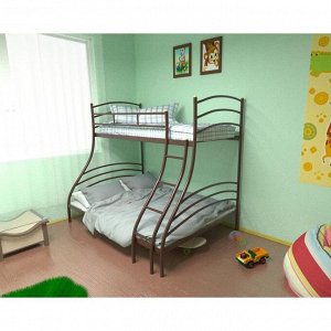 Двухъярусная кровать «Глория», 140 ? 200 см, металл, лестница справа, цвет коричневый