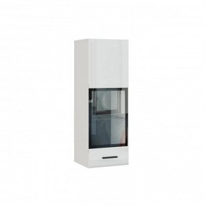Шкаф-витрина подвесной Глосс тип2, 380х1100х356, Белый/Белый глянец