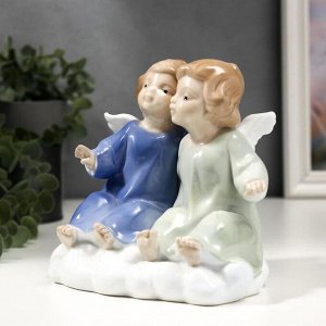 Сувенир керамика "Ангелочки на облачке" цветной 14х12,5х16 см