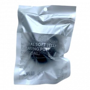 M Natural Soft Jelly Cleansing Puff Charcoal Натуральный спонж конняку для очищения кожи с черным углем