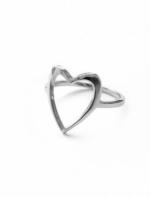 Серебряное узкое кольцо "Сердце"