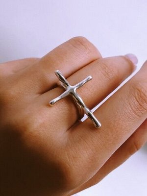 Серебряное кольцо крестик "Слияние"