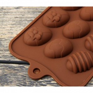Силиконовая форма для льда и шоколада "Пасхальные яйца" 15 ячеек