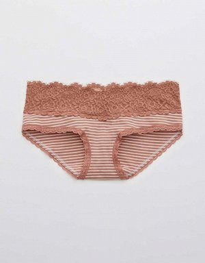 Aerie Cotton Eyelash Lace Striped Boybrief Underwear
