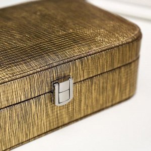 Шкатулка кожзам для украшений "Микрочастицы" золото 7х22,5х14,5 см