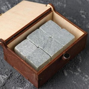 Камни для виски "Камни настоящего", в шкатулке с магнитом, натуральный стеатит, 6 шт