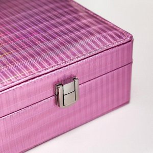 Шкатулка кожзам для украшений "Розовая голография" 7х15х15 см