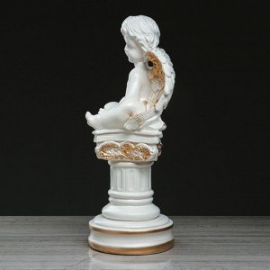 Статуэтка "Ангел на колонне" бело-золотой, 43 см