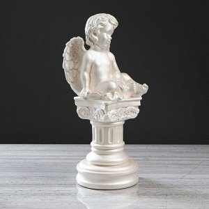 Статуэтка "Ангел на колонне" перламутровый, 44 см