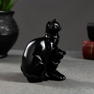 Фигура "Кошки ключик-замочек" 9х7см, черный / мраморная крошка