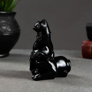 Фигура "Кошки ключик-замочек" 9х7см, черный / мраморная крошка