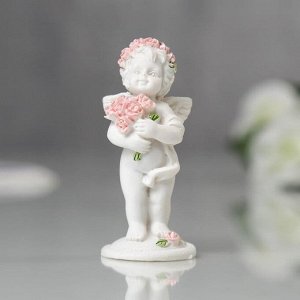 Фигурка полистоун «Ангел в розовом веночке с букетиком», 6.8x2.8x3 см, МИКС