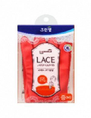 Перчатки из натурального латекса с внутренним покрытием "LACE LATEX GLOVES" (укороченные, с крючками для сушки) размер M 1 пара / 50