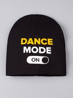Шапка трикотажная для мальчика формы лопата, DANCE MODE ON, черный