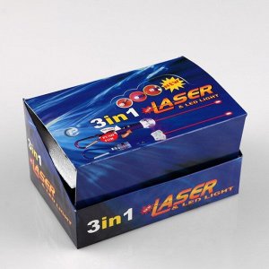 Фонарь-лазер с карабином , 2 LED, 4 режима, 8.5 х 2 см, микс