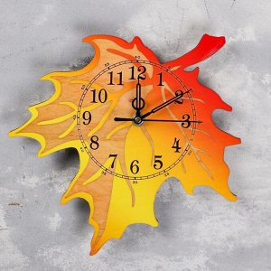Часы настенные "Осенний лист".  плавный ход. стрелки микс
