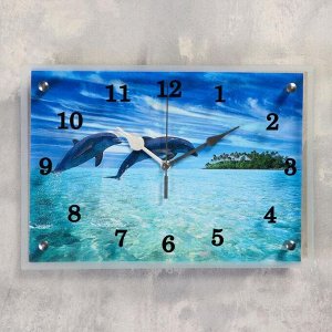 Часы настенные, серия: Море, "Дельфины", 25х35  см, в ассортименте