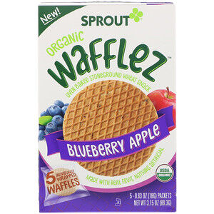 Sprout Organic, Вафли Wafflez, яблоко, морковь и корица, 5 упаковок, 18 г