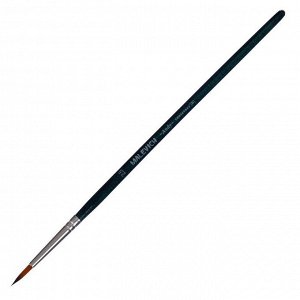 Кисть круглая, Andy, № 2,5, d-2.5 мм, L-14 мм (короткая ручка), синий лак, «Малевичъ», синтетика