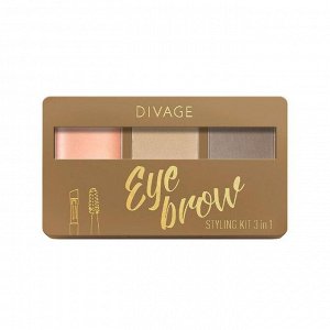 Набор для бровей с воском Divage Eyebrow Styling Kit 3 in 1, № 01