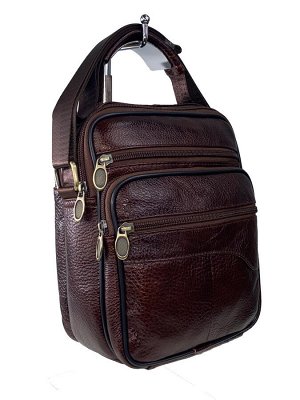 Мужская сумка для документов из фактурной натуральной кожи, цвет коричневый