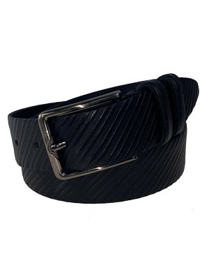 Мужской кожаный ремень с фактурным узором, от 115 до 130 см, цвет чёрный