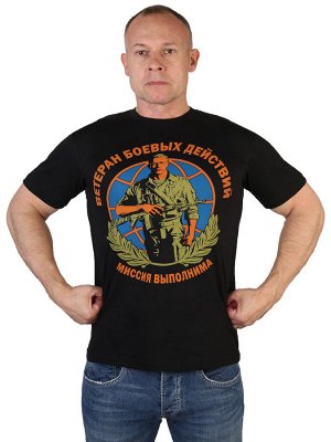 Футболка Черная классическая футболка "Ветеран боевых действий" №83