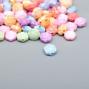 Бусины для творчества пластик "Розочки пастельных тонов" набор 20 гр 0,8х0,8х0,5 см