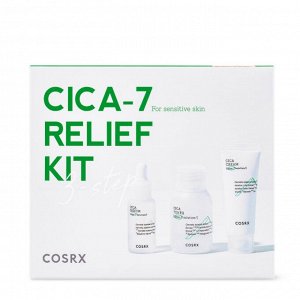 Набор миниатюр с комплексом Cica COSRX CICA-7 Relief Kit_CICA Trial Kit (3 step) (тонер 30 мл, сыворотка 10 мл, крем 15 мл), ,