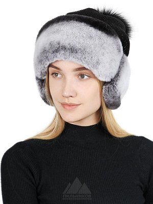 Зимняя шапка с отделкой мехом кроликаДиана
