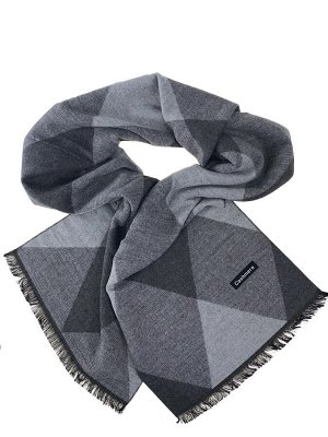 Мужской шарф из кашемира с геометрическим орнаментом, серые оттенки