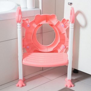 Детское сиденье на унитаз со ступенькой «Помощник малыша», с ручками, цвет розовый