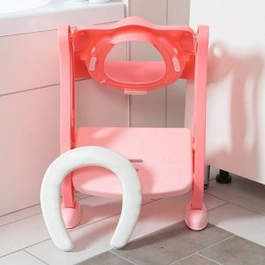 Детская накладка - сиденье на унитаз «Нотки», с мягким сиденьем, цвет розовый