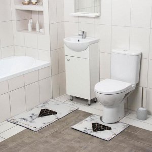 Набор ковриков для ванны и туалета Доляна «Глэм», 2 шт: 50x80, 40x50 см