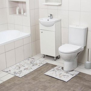Набор ковриков для ванны и туалета Доляна «Мрамор», 2 шт: 50x80, 40x50 см