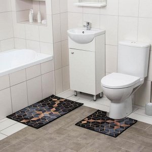 Набор ковриков для ванны и туалета Доляна «Бурлеск», 2 шт: 50?80, 40?50 см