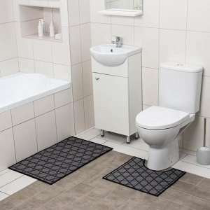 Набор ковриков для ванной и туалета Доляна «Сарин», 2 шт: 50?80, 40?50 см
