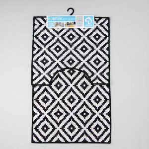 Набор ковриков для ванны и туалета Доляна «Грета», 2 шт: 50x80, 40x50 см, цвет чёрно-белый