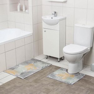 Набор ковриков для ванной и туалета Доляна «Тропики», 2 шт: 50?80, 40?50 см