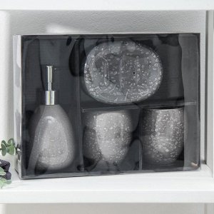 Набор аксессуаров для ванной комнаты «Глазурь», 4 предмета (дозатор, мыльница, 2 стакана), цвет серый