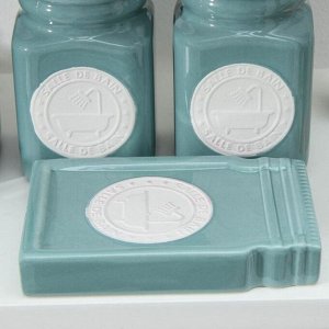 Набор аксессуаров для ванной комнаты «Лу Лу», 4 предмета (дозатор, мыльница, 2 стакана), цвет зелёный