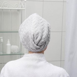 Чалма с пуговкой для сушки волос Доляна «Нежность», микрофибра